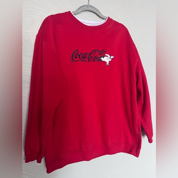 Vintage XL Coca Cola Embroidered polar bear crewneck Sweatshirt - Picture 1 of 6